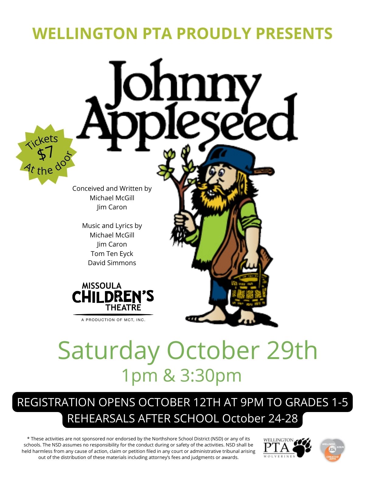 Missoula Theater's Wellington Elementary Johnny Appleseed Flyer 